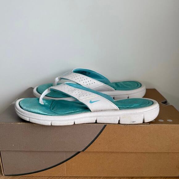 Nike Ultra Comfort Footbed Blue/White Women Slides Flip Flops - SZ 8 - Picture 8 of 10